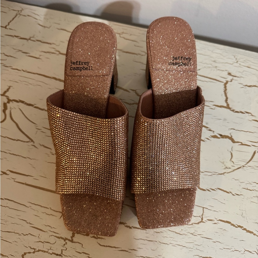 Jeffrey Campbell Sparkling Rose Gold Chunky Heel